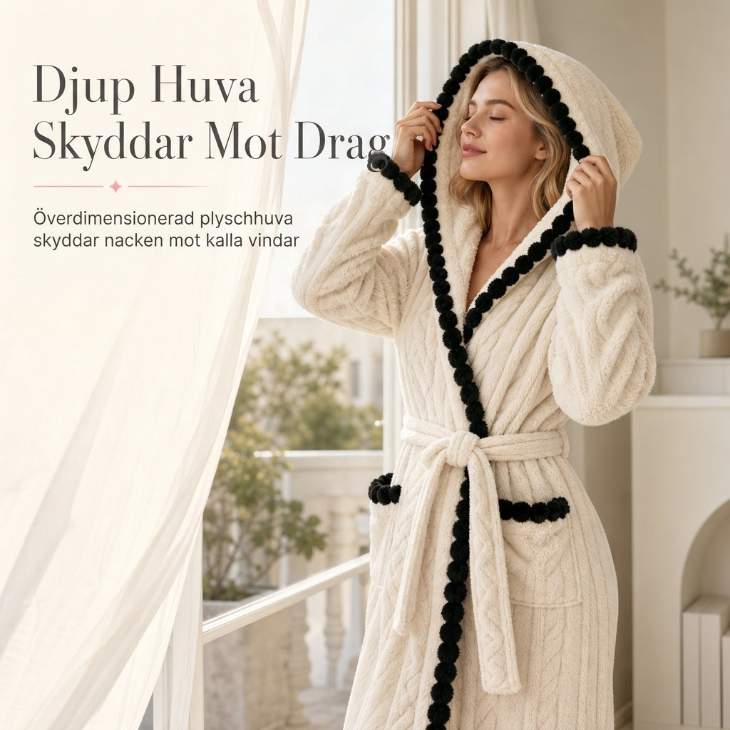 Tjock badrock i långärmad stickad plysch