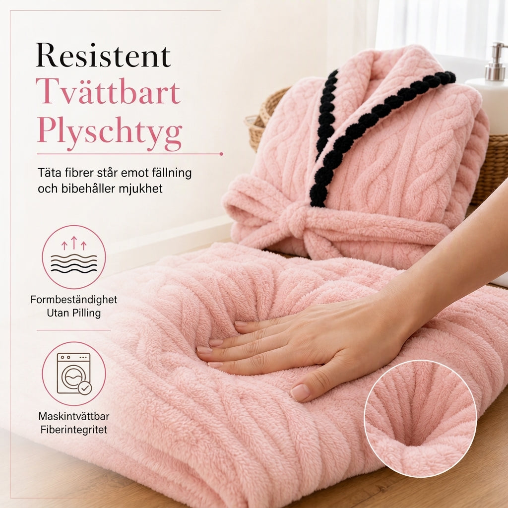 Tjock badrock i långärmad stickad plysch