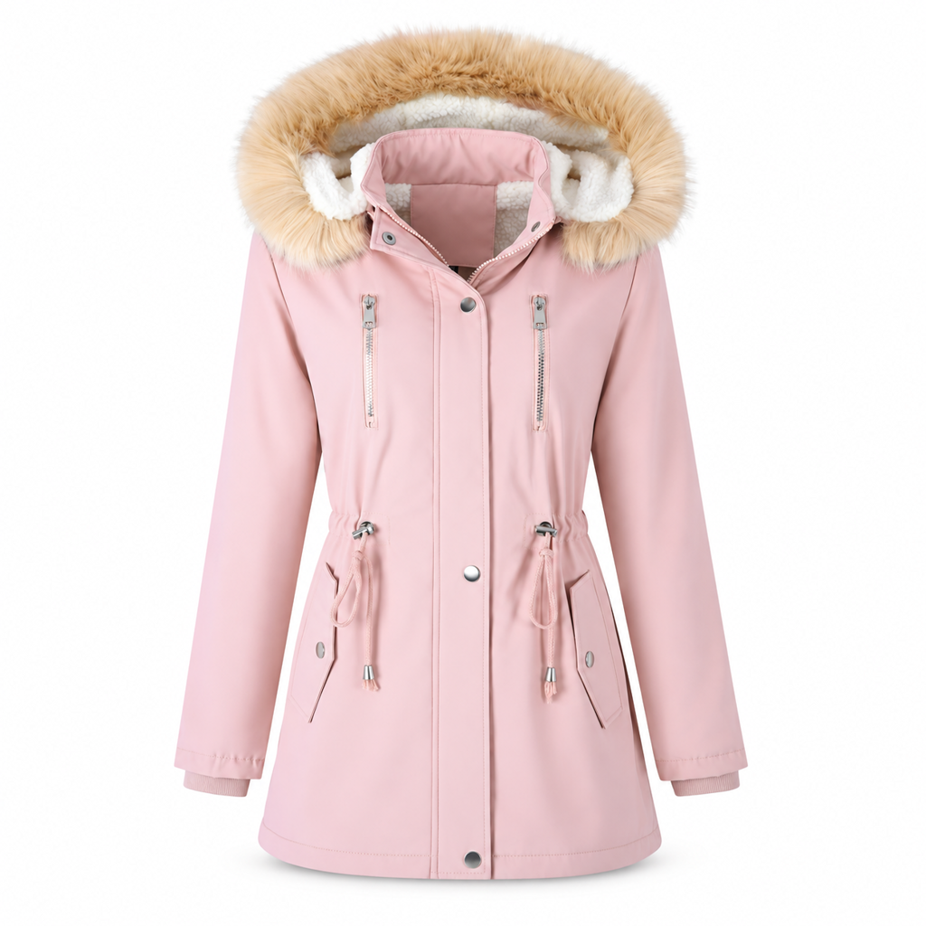 📢🎉40% rabatt + fri frakt!!! 🛍️❄️ Fodrad damparkas med fuskpälskant och justerbar midja✨
