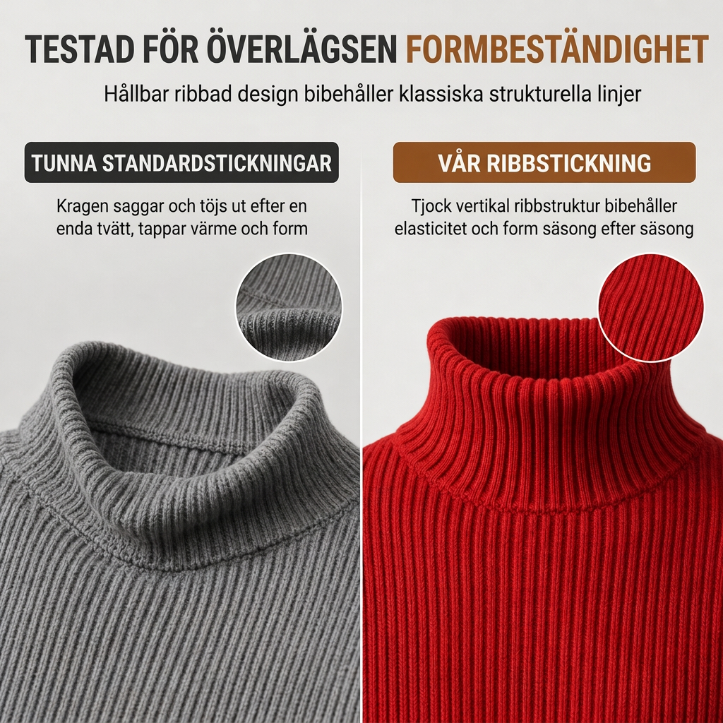 😍 Ribbstickad polotröja för herr med kroppsnära passform