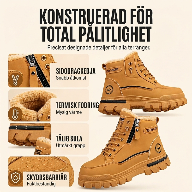 ✨Varmfodrade herrkängor med sidodragkedja och snörning
