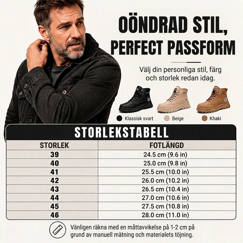 ✨Varmfodrade herrkängor med sidodragkedja och snörning
