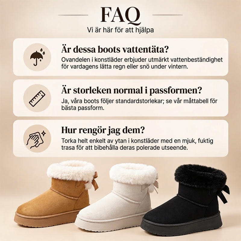 Fodrade vinterboots för dam med platåsula och rosettdetalj