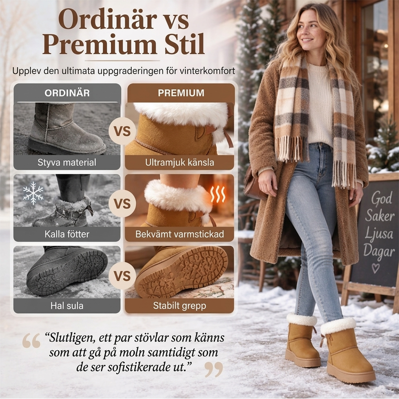 Fodrade vinterboots för dam med platåsula och rosettdetalj