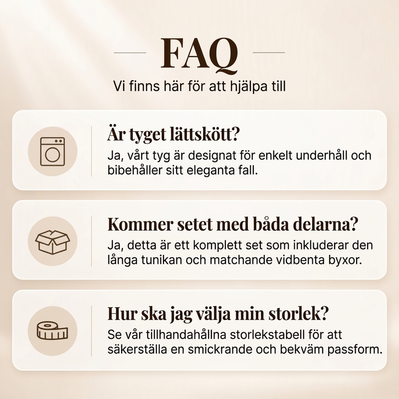Elegant tvådelat damset med lång tunika och vida byxor