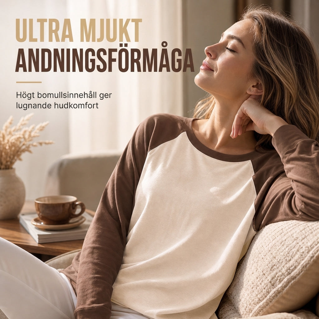 Nyhetserbjudande✨Långärmad damtopp med raglanärmar och ledig passform