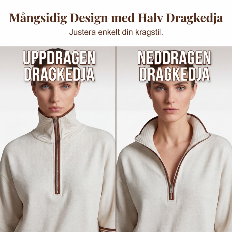 ✨ Bekvämlighet utan ansträngning |Tvådelat damset med halv dragkedja och vida byxor