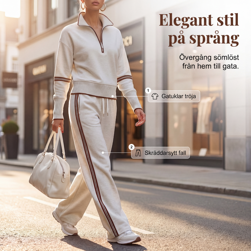 ✨ Bekvämlighet utan ansträngning |Tvådelat damset med halv dragkedja och vida byxor