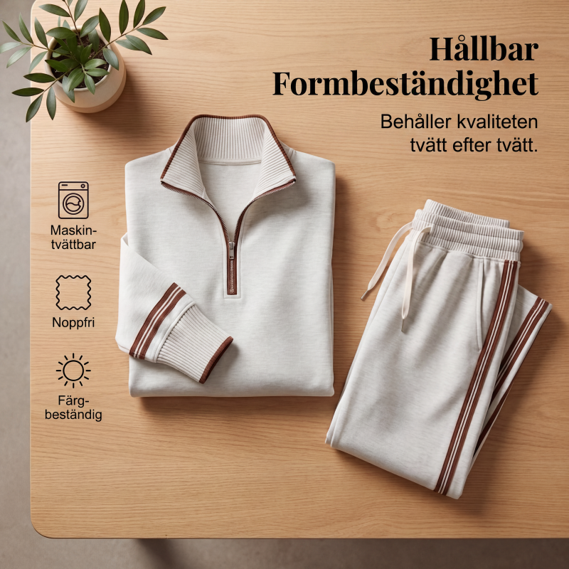 ✨ Bekvämlighet utan ansträngning |Tvådelat damset med halv dragkedja och vida byxor