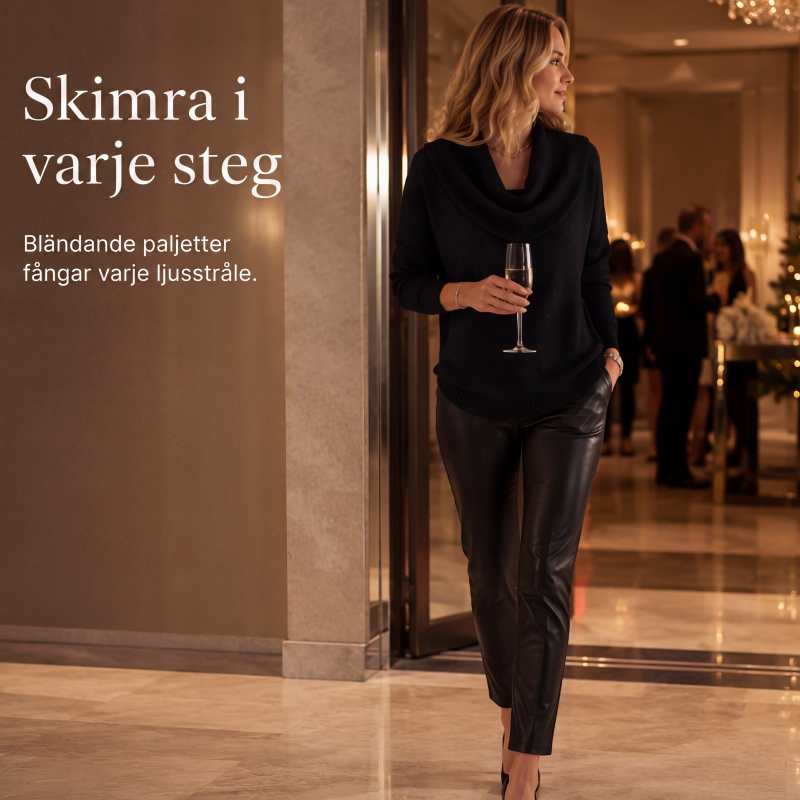 Nyhet✨Stickad damtröja med draperad halsringning och ledig passform