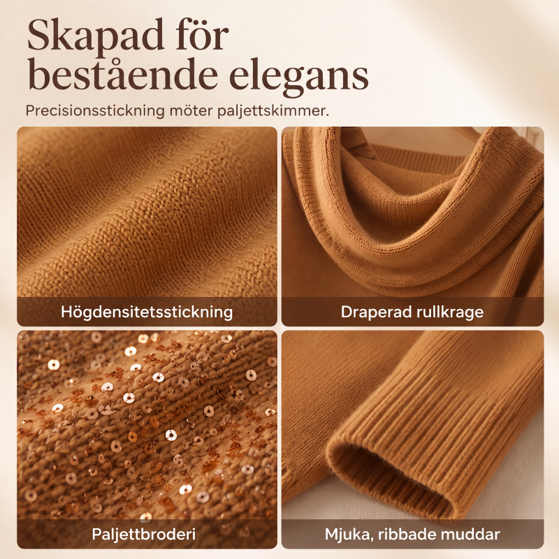 Nyhet✨Stickad damtröja med draperad halsringning och ledig passform
