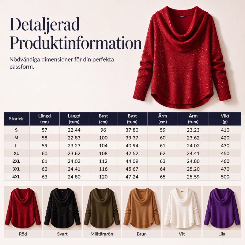 Nyhet✨Stickad damtröja med draperad halsringning och ledig passform